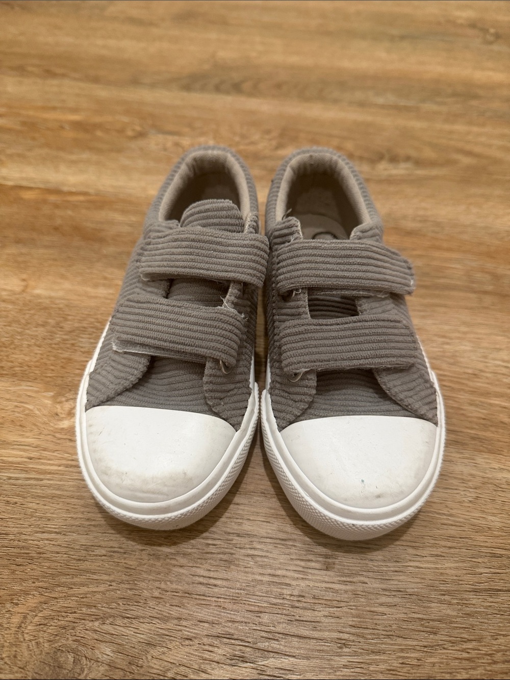 Olivia Miller Grey Corduroy Kids Sneakers with White Toe